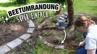 Beeteinfassung mit Stein ohne Beton  super easy amp günstig 🪴  Mähkante  Garten Ideen [upl. by Guinna46]