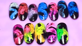 Rainbow Smoke Nail Art  3 different methods [upl. by Laure]