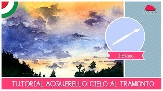 Corso di Acquerello BASE tutorial come dipingere un cielo al tramonto  LEZIONE 06 [upl. by Ahsekad199]