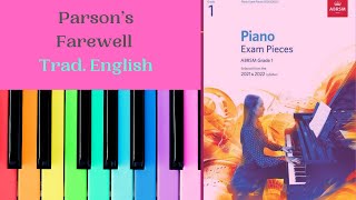 Parson’s Farewell Trad English  ABRSM Grade 1 Piano 2021 2022 SLOW [upl. by Erie]