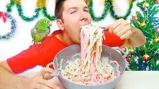 FETTUCCINE ALFREDO PASTA • Mukbang amp Recipe [upl. by Lita]