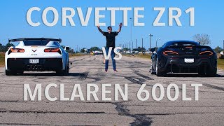 2019 Corvette ZR1 vs McLaren 600LT Drag Race [upl. by Ycaj]