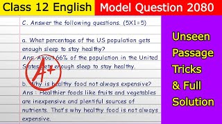 Class 12 English Model Question Solution 20802081  Unseen Passage Tricks  NEB Class 12 Exam [upl. by Nomzzaj]