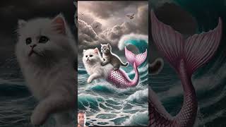 Ai short cat cartoon animals animation funny ai aicat catlover mermaid [upl. by Yoreel370]