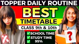 Topper’s Timetable for Class 9th amp 10th🔥 Follow this to Score 95 Daily Routine of Toppers study [upl. by Air]