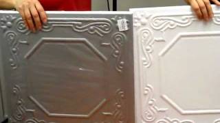 Polystyrene styrofoam DoItYourself Decorative Ceiling Tiles how to paint and install [upl. by Durning]