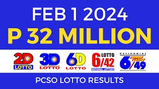 Lotto Result February 1 2024 9pm PCSO [upl. by Underwood]