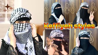 How to wear keffiyeh on hijabniqab✨ shemagh tutorials in different styles😍Arabic scarf styles [upl. by Alonso]