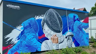 Mural  Uhlmann Fencing X Stone Graffiti [upl. by Korry333]