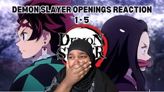 Demon Slayer openings 1  5 REACTION  鬼滅の刃 [upl. by Naneek]