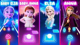 Baby Elsa And Anna VS Frozen Elsa And Anna  Tiles Hop And Dancing Road [upl. by Stilla475]