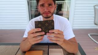 LOUIS VUITTON MULTIPLE WALLET UNBOXING amp REVIEW MONOGRAM [upl. by Esihcoc]