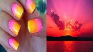 Sunset Ombre Nail Tutorial Easy [upl. by Schwarz]