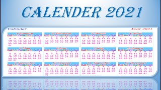 Calendar 2021 with holidays  Calendar animations in Powerpoint  Presentation with Calender 2021 [upl. by Georglana]