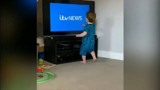 Arlo Ashby learns ITV News theme amp dances to it too fun story UK  ITV News  11h June 2020 [upl. by Yelad]