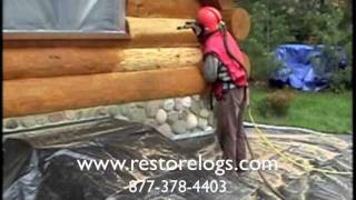 Log Home Refinishing  Sandblasting Log Homes [upl. by Sualkin]