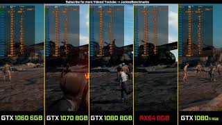 PUBG  1080p GTX 1060 vs 1070 vs 1080 vs VEGA RX64 vs 1080 Ti GPUBenchmark [upl. by Ehcrop]