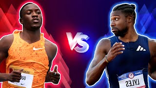 Noah Lyles vs Letsile Tebogo in the 100m London Diamond League [upl. by Einnahc]