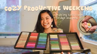 productive weekend vlog 🌷deep clean start my youtube channel art supplies haul amp DIY fridge magnet [upl. by Moss]