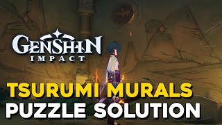 Genshin Impact Murals Puzzle Solution StarShaped Gems amp Seelie Locations On Tsurumi Island [upl. by Mehala169]