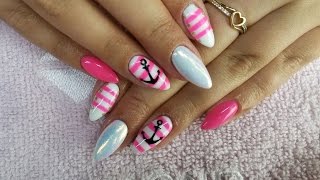 Sailor nail art Marynarskie wzory Semilac [upl. by Atiniuq527]