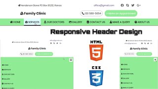 Responsive Header Design in HTML and CSS  Responsive Header with logo and navigation bar [upl. by Oihsoy]