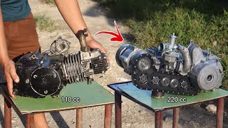 I Turn Motorcycle engine Into Opposed piston engine [upl. by Suidaht156]