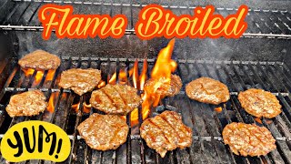 FLAME BROILED BURGERS HOW TO GRILL BURGERS [upl. by Enomahs297]