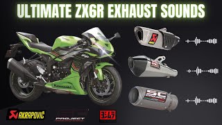 Kawasaki ZX6R Exhaust Compilation BEST Sounding Exhausts Akrapovic Yoshimura SC Project amp More [upl. by Hamilton]