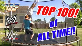 Top 100 WWE Finishers of ALL TIME on Trampoline Parts 1 amp 2 Combined [upl. by Berthoud]