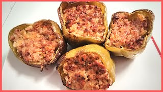 PIMIENTOS VERDES Rellenos de CARNE y ARROZ 🍚 HORNO 17 [upl. by Hegyera]