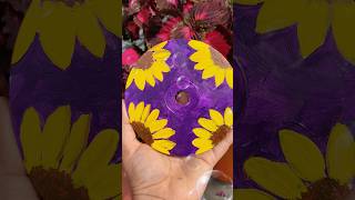 Painting flowers on CD 😱✨💿🌺 Acrylic painting tutorial art acrylicpaintng shorts [upl. by Martijn239]