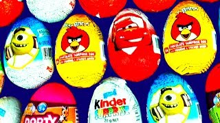 SURPRISE EGGS Kinder Disney Princess Cars Spongebob Angry Birds Play Doh Mickey Minnie Barbie Thomas [upl. by Atiniv883]