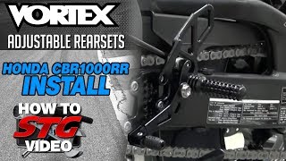 How to Install Vortex Adjustable Rearsets V2 Honda CBR1000RR from Sportbiketrackgearcom [upl. by Nilrak]