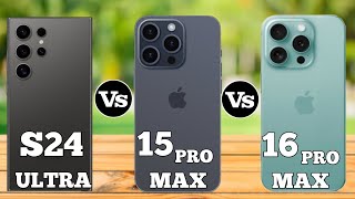 Samsung galaxy S24 ultra VS iPhone 15 Pro Max iPhone 16 Pro Max Comparison ✨ Which one better [upl. by Hamaso]