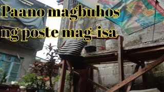 Paano magbuhos ng poste ng bahay magisa house constraction KabutigTV [upl. by Lucic]