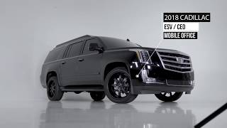 New Cadillac Escalade ESV CEO Mobile Office Black Chrome Delete Bulletproof Edition BigLimoscom [upl. by Derinna141]