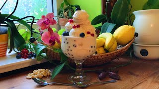 Cashew Banana Ice Cream on Red Currant Blueberry Salad with Lemony Banana Yogurt  Take 3 [upl. by Giovanna]