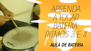 Aprenda a tocar bateria ritmos 3 e 4 [upl. by Brockie]