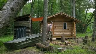 bush craft first time river landing at my off grid log cabin  forest log home [upl. by Herod]