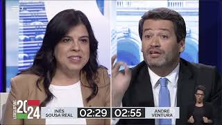 Debate PAN vs Chega  Inês Sousa Real vs André Ventura  Eleições Legislativas 2024 [upl. by Neroled]