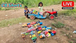 Yana and Oun Mey ride a tractor to find small cars on the road near their house again today [upl. by Trill528]