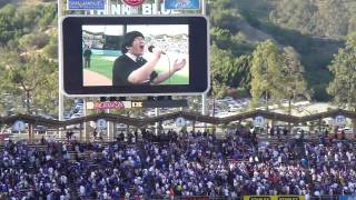 Lin Yu Chun sings quotGod Bless Americaquot at Dodger Stadium [upl. by Senecal222]