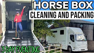 HORSEBOX CLEANING amp PACKING for BICTON 3 DAY EVENT  Tour of my lorry before stay away show [upl. by Karon419]