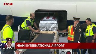 Sgt La David Johnsons casket arrives in Delta Airlines flight [upl. by Nimzay239]