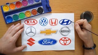 TOP 10 Most popular car logos  Logo drawing by hand Chevy Vw Kia Toyota Ford etc [upl. by Enitsej]