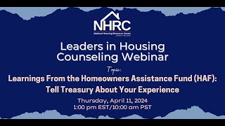 Learning from the Homeownership Assistance Fund HAF  Tell Treasury About Your Experience [upl. by Haynes]