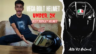 Best Helmet Under 2000  AGV K1 Replica  Vega Bolt Black Helmet to AGV K1  Yash Kukreti [upl. by Jaella]