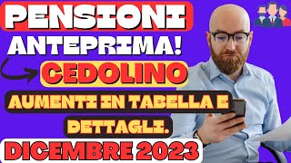 PENSIONI ANTEPRIMA CEDOLINO DICEMBRE 2023 AUMENTI IN TABELLA E DETTAGLI [upl. by Femmine]