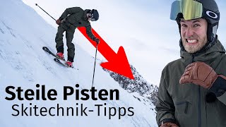 Skifahren lernen Steile Pisten fahren  SkiTechnik amp Tipps [upl. by Kcam]